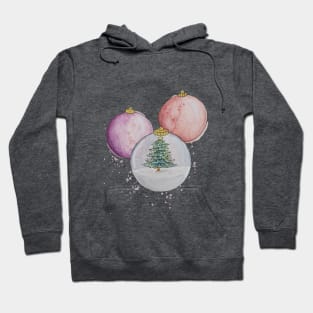 Watercolor Christmas Snow Globe Bauble Hoodie